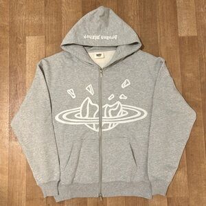 Brand New Broken Planet Zip Up Hoodie - Grey